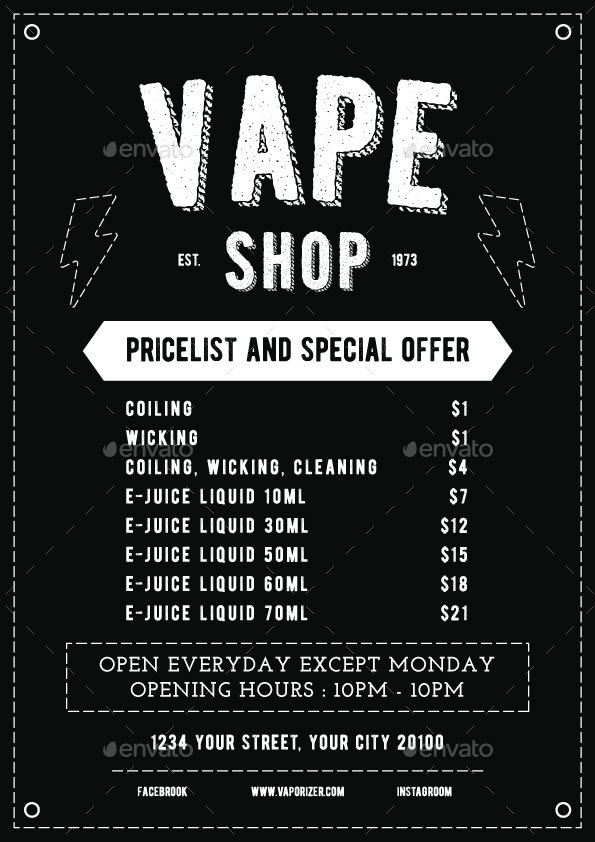  Vape  Shop  Flyer  Menu by bigmidin GraphicRiver